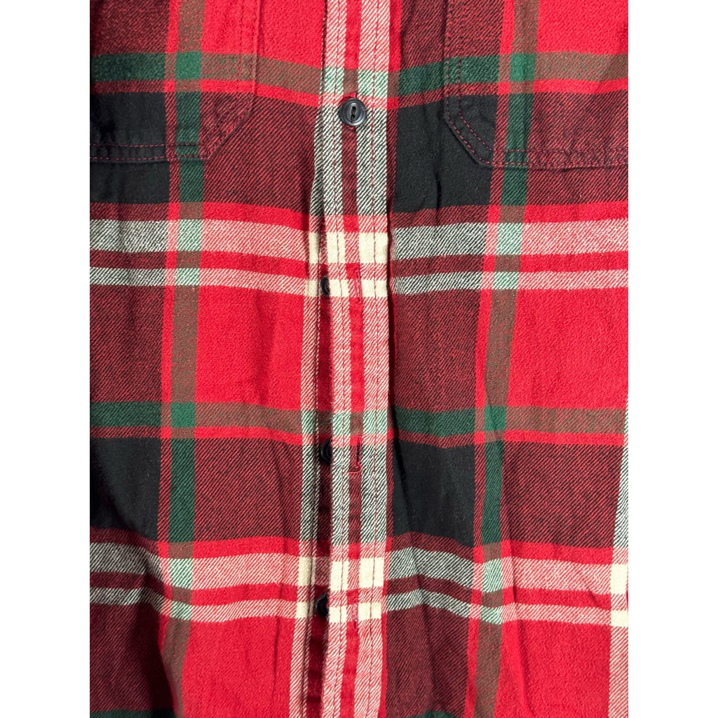 AMERICAN EAGLE OUTFITTERS Men's Red Plaid Athletic-Fit Button-Up Shirt SZ S