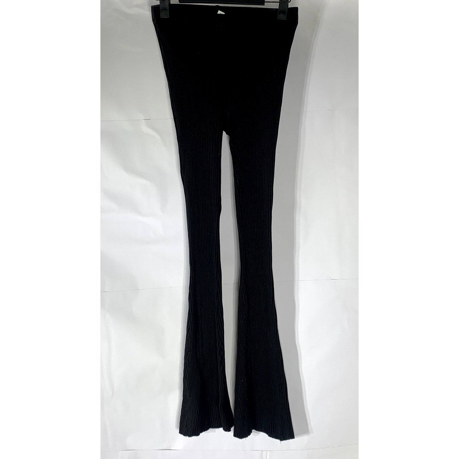 KOTN Women's Black Ribbed Pull-On Elastic Waist Stretch Wide-Leg Leggings SZ XS