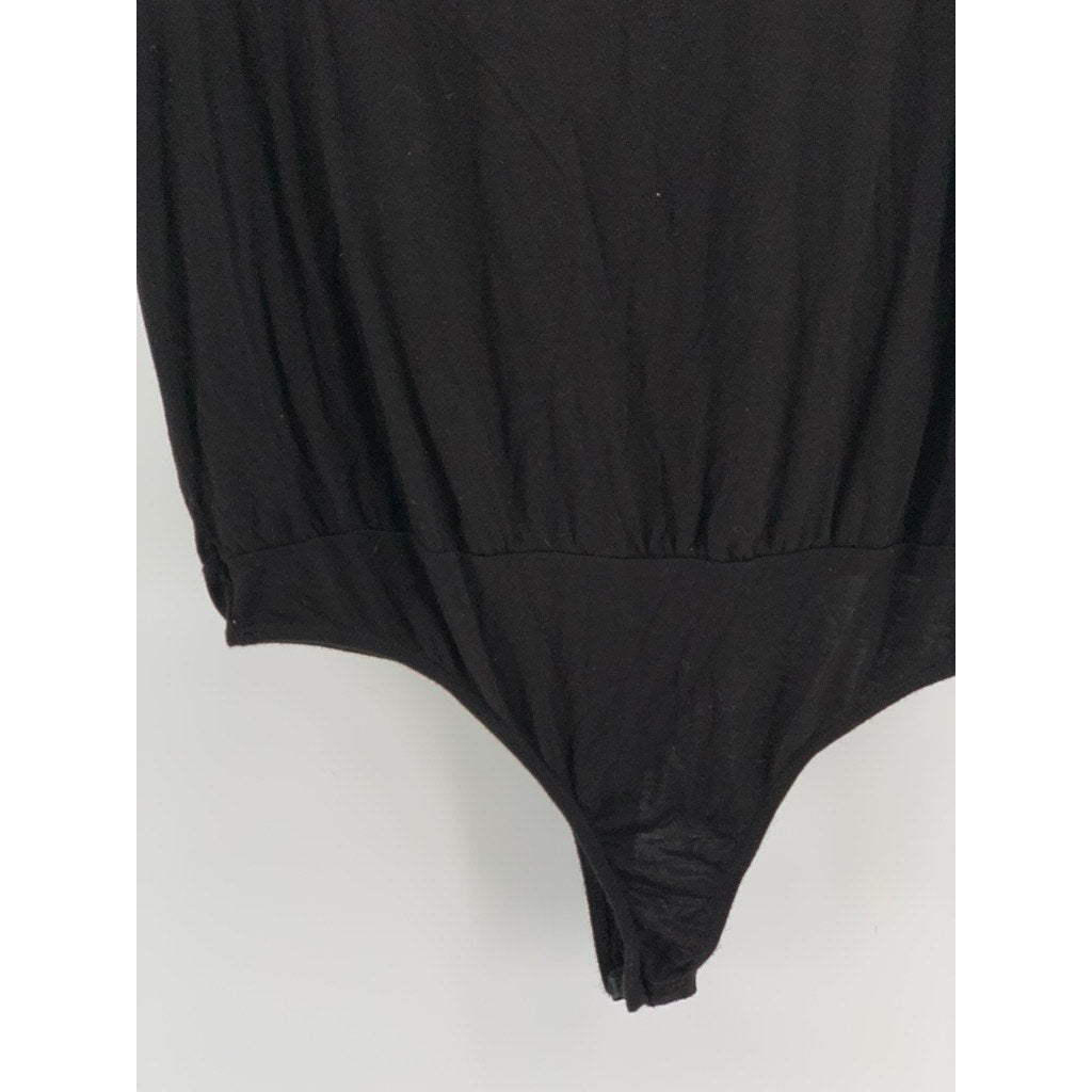 TREND NOTES Women's Black Crewneck Short Sleeve Bodysuit SZ L