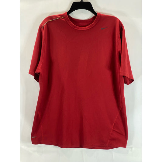 NIKE Men's Red Crewneck Swoosh Fit Dry Short Sleeve Active T-Shirt SZ XL