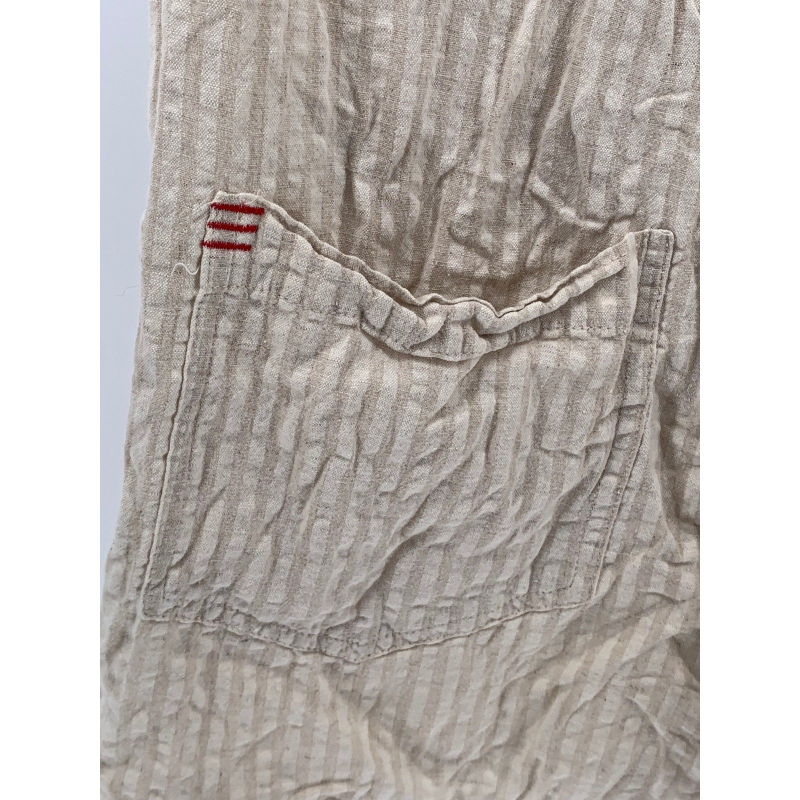 BDG Women’s Beige Seersucker Striped Button-Up Short Sleeve Relaxed Romper SZ M