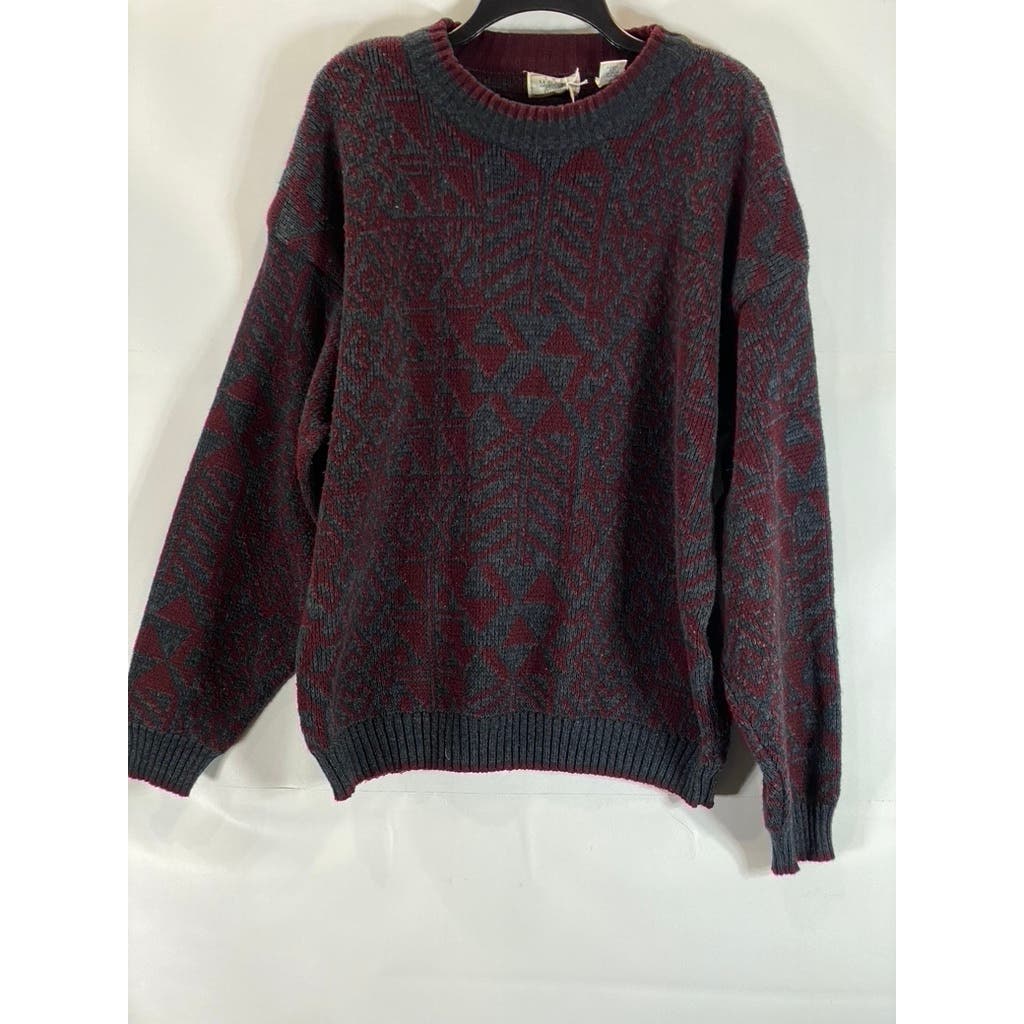 THE MEN'S STORE At Sears Men's Burgundy Printed Vintage Crewneck Sweater SZ XL