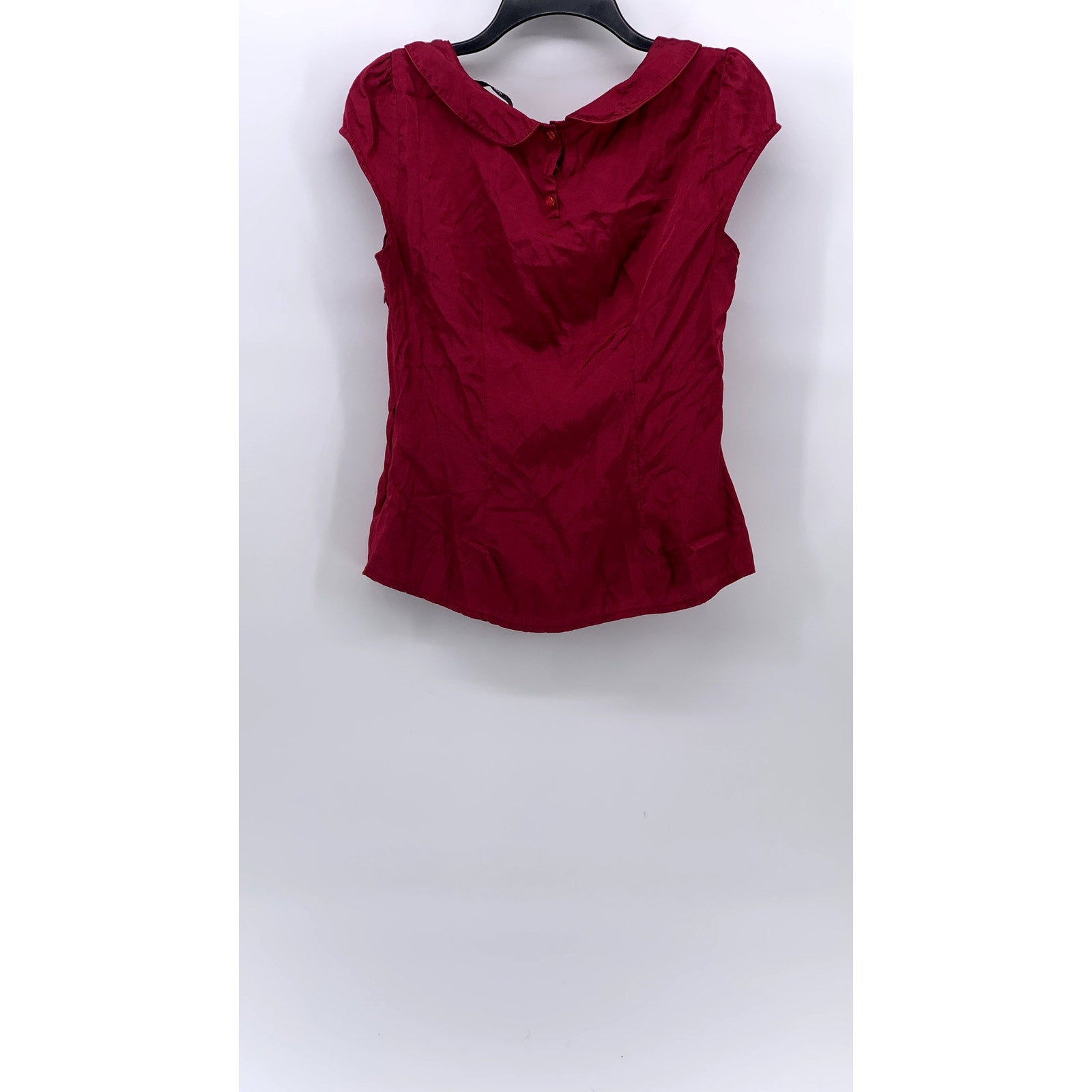 H&M Women's Pink Solid Sailor Collar Short Cap Sleeve Top SZ 8