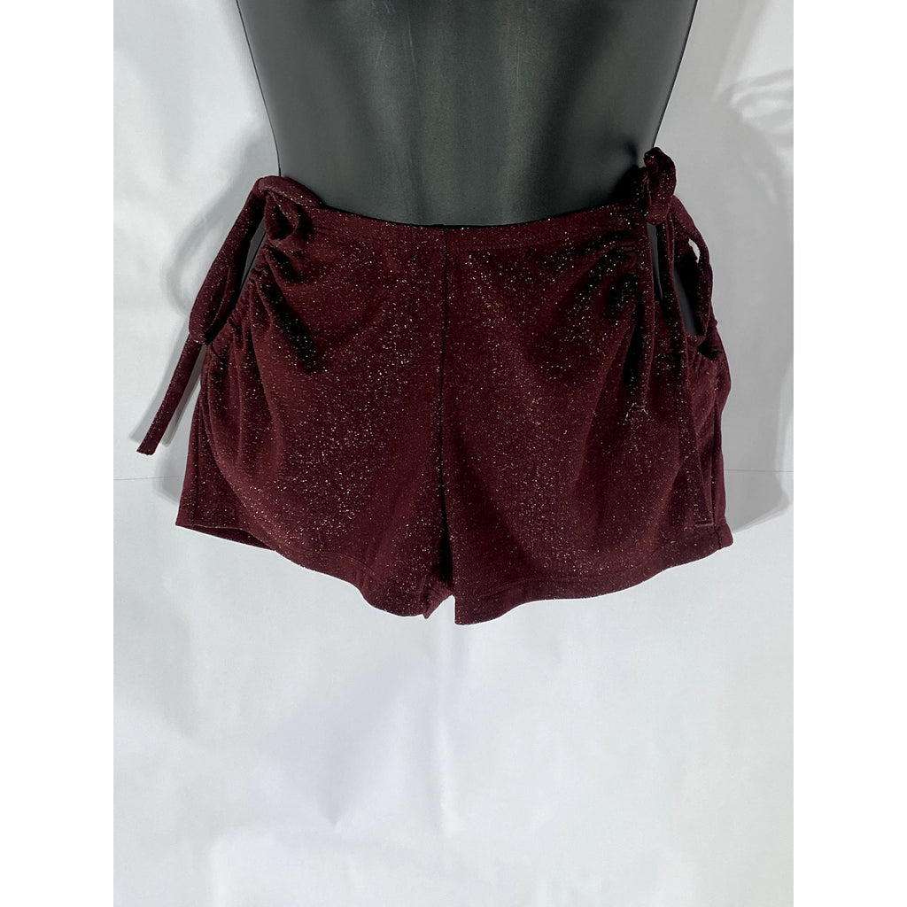 SAVAGE X FENTY Women’s Red Cocoa Metallic Cutout Tie-Waist Booty Shorts SZ XS