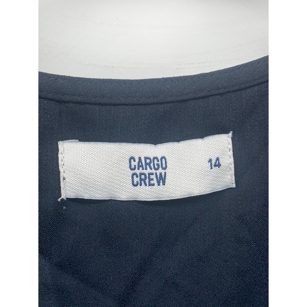 CARGO CREW Women's Navy Solid Half-Button Short Sleeve Uniform Shirt SZ 14(US10)