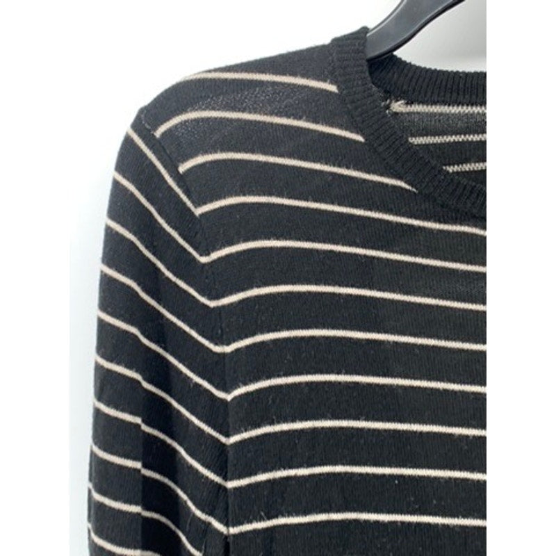 WAREHOUSE. Women's Black-White Striped Long Sleeve Open-Back Dress SZ 12(US8)