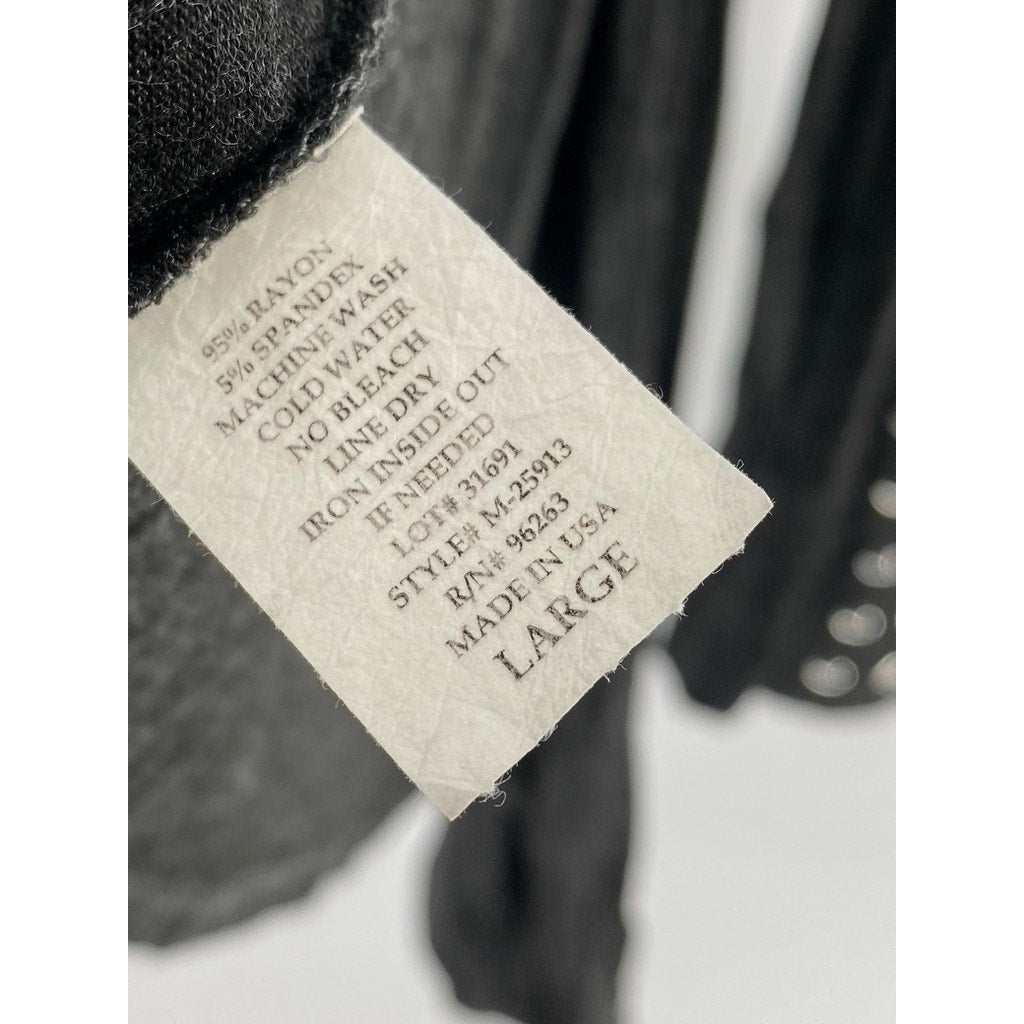 JASON MAXWELL Women's Charcoal Heather Studded Open Front Cardigan SZ L