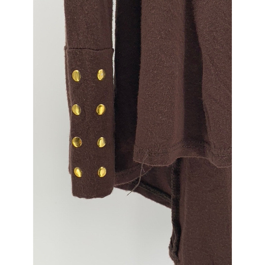 JASON MAXWELL Women's Brown Studded Open Front Cardigan SZ M