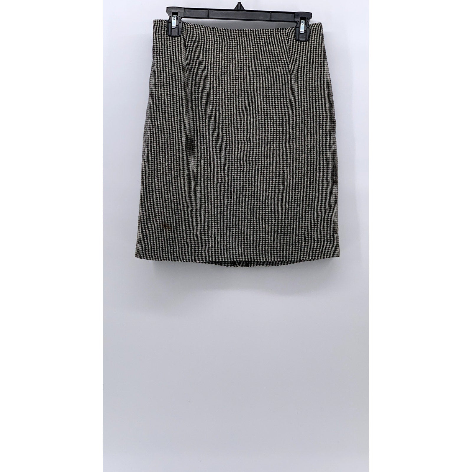 UNBRANDED Women's Black-White Houndstooth Straight Wool-Blend Mini Skirt SZ 6