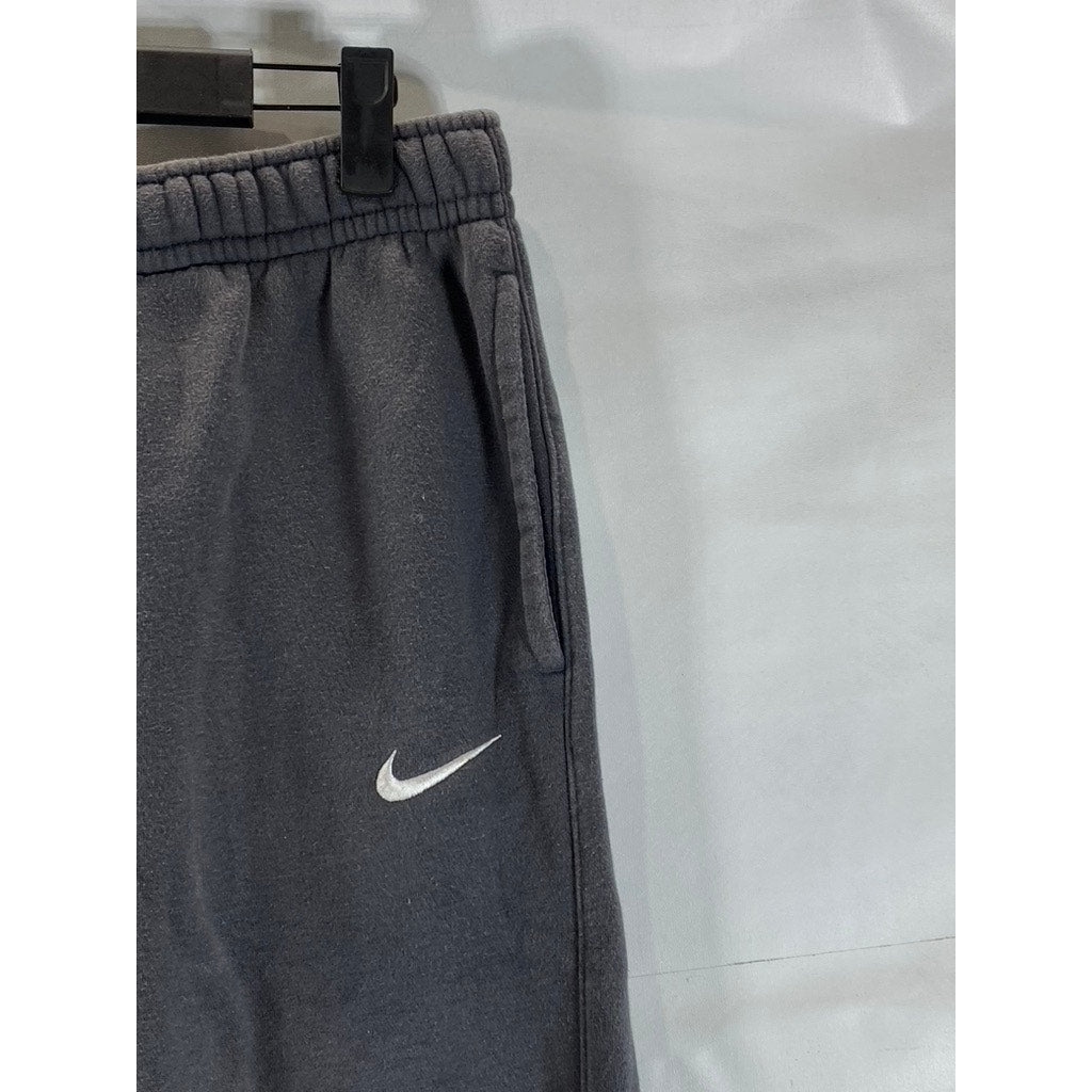 NIKE Women's Gray Club Fleece Swoosh Logo Drawstring Pull-On Sweatpants SZ S
