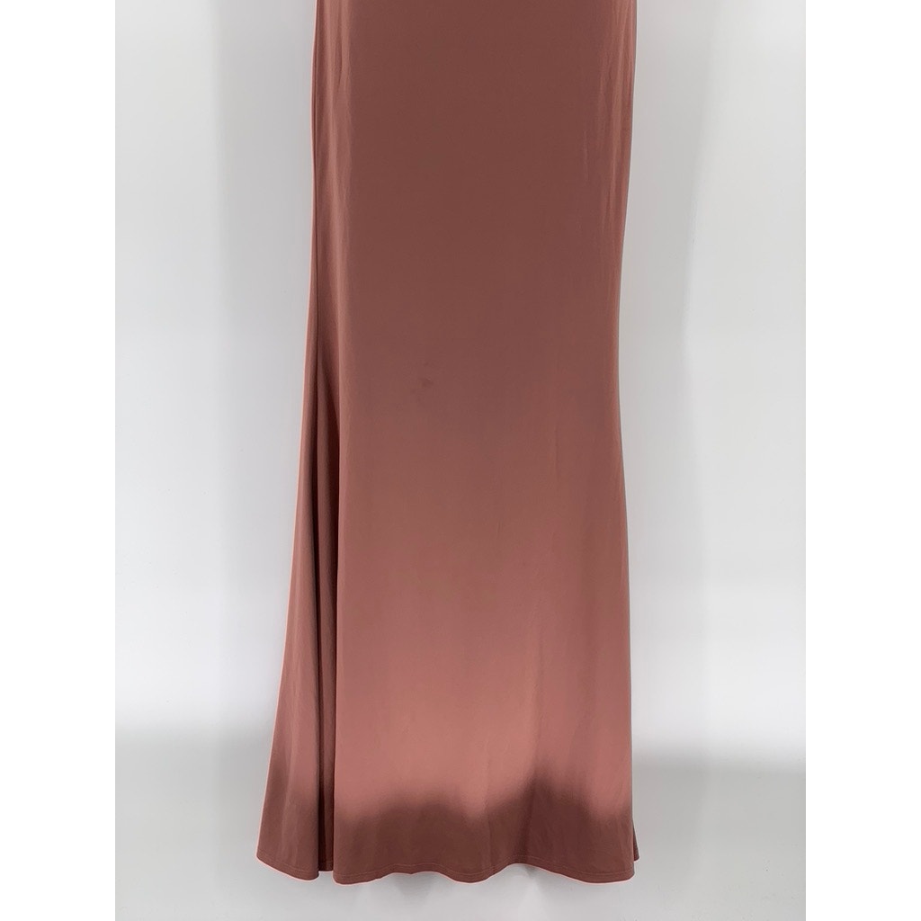 KATIE MAY Women's Ash Rose Secret Agent Plunging V-Neck Open-Back Gown SZ S