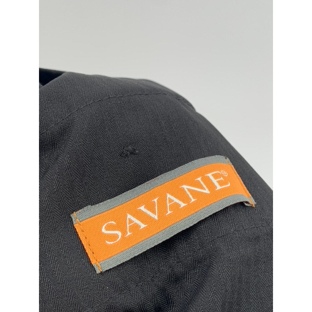 SAVANE Men's Black Solid Straight Flat Front Pants SZ 34X30