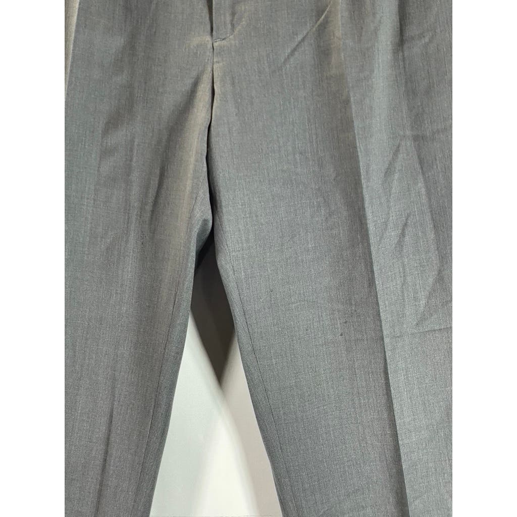 LANDS' END Men's Charcoal Traditional-Fit Pleated Wool Dress Pants SZ 364