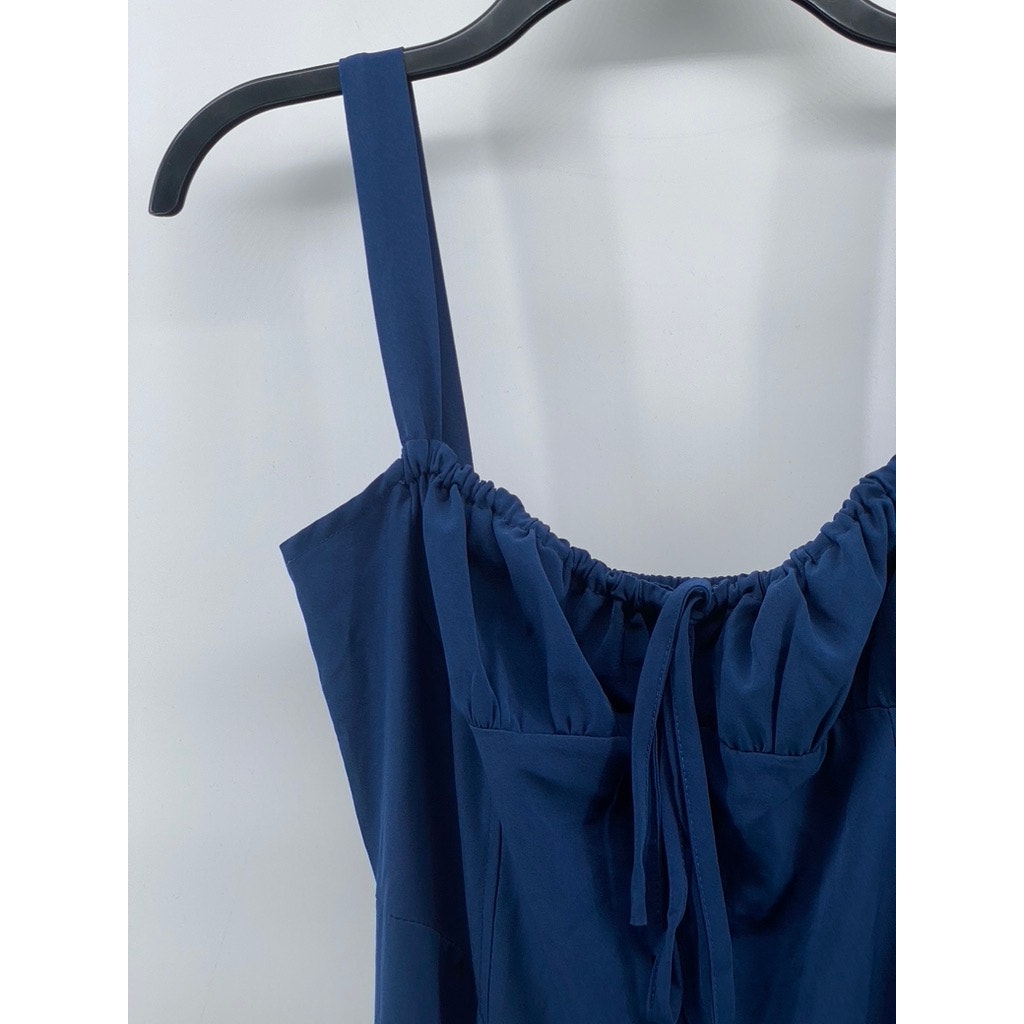 UNBRANDED Women's Dark Blue Solid Sweetheart-Neck Side Slit Maxi Dress SZ M