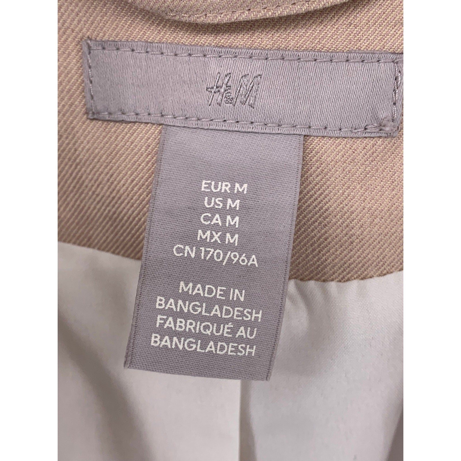 H&M Women's Light Pink One-Button Long Sleeve Notch Collar Blazer SZ M