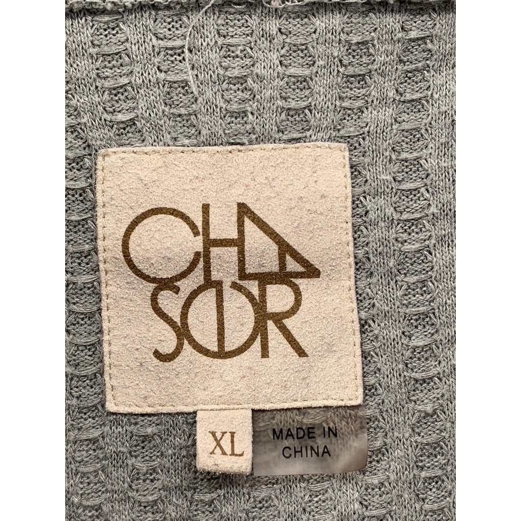 CHASER Women's Gray Waffle-Knit Hooded Lightweight Sweater Top SZ XL