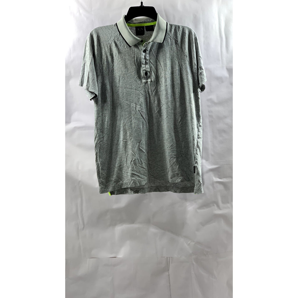ARMANI EXCHANGE Men's Gray Micro Logo Short Sleeve Polo Shirt SZ L