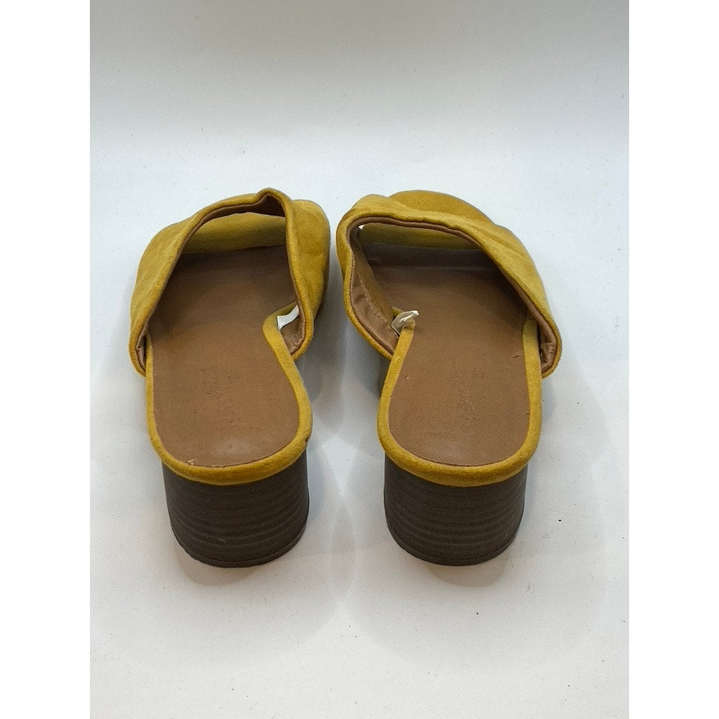 UNIVERSAL THREADS Women's Mustard Yellow Rosalynn Block-Heel Mule Sandals SZ 6.5