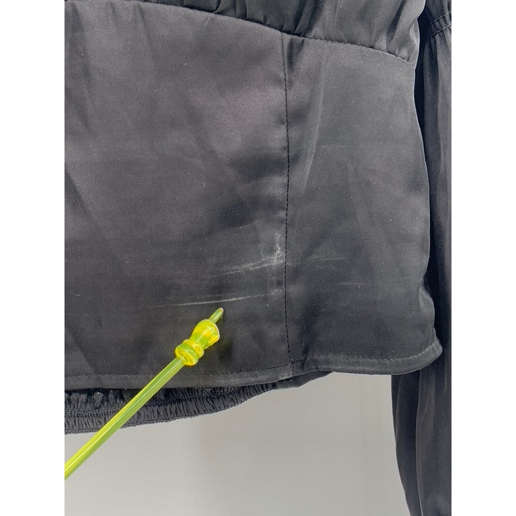 DIVIDED By H&M Women's Black Puff Long Sleeve Corset Crop Top SZ 2