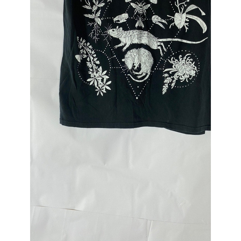 GILDAN Women's Black Graphic Crewneck Short Sleeve T-Shirt SZ M