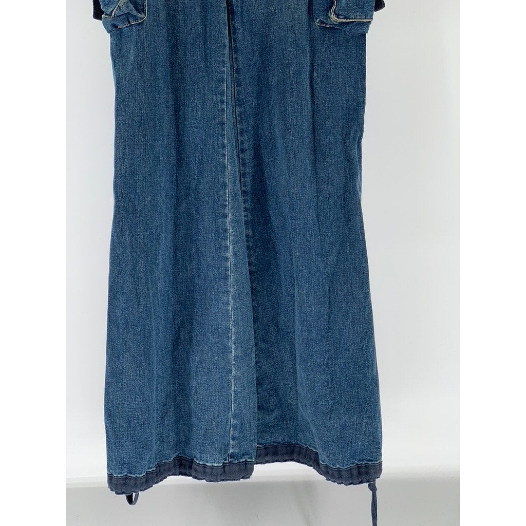 TOMMY JEANS Women’s Blue Denim Cargo Straight-Leg Jumpsuit SZ XS