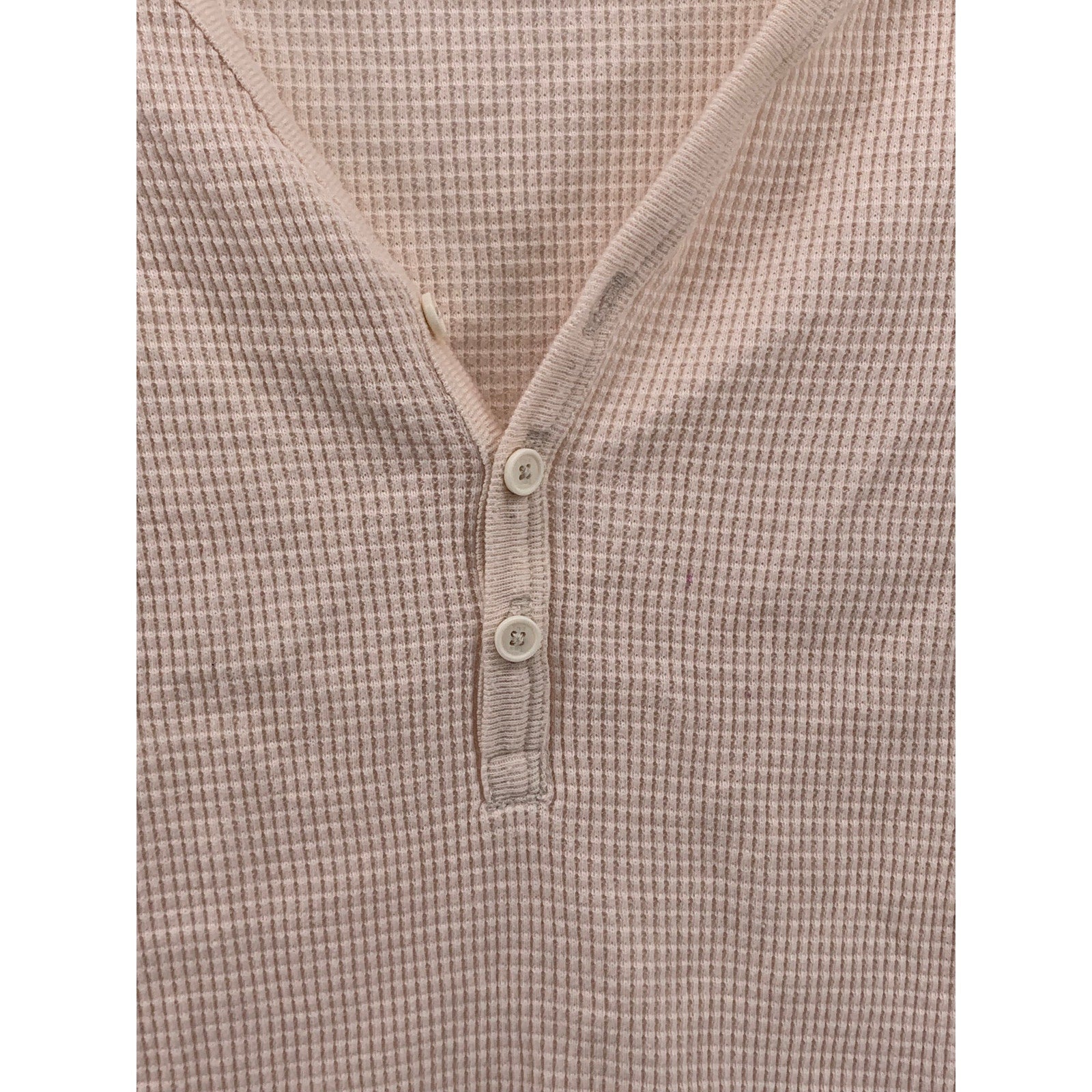 TNA Women's Rose Waffle-Knit Button-Up Long Sleeve V-Neck Crop Top SZ M