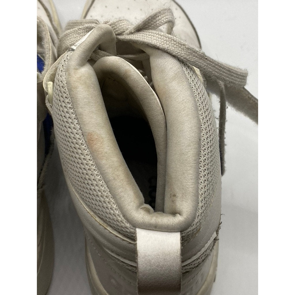 ADIDAS Men's White-Blue Postmove Mid Lace-Up Round-Toe Sneakers SZ 8