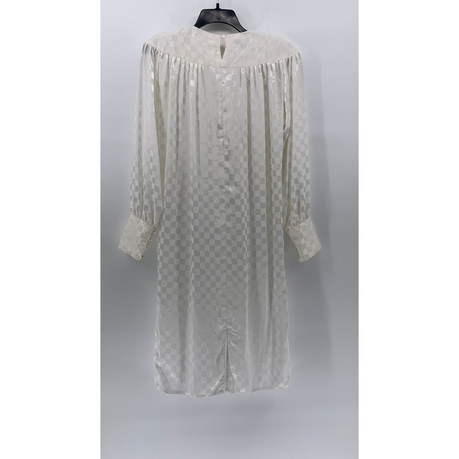 PURE ARGENTI Women's Vintage White Checkered Long Sleeve Midi Dress SZ 8