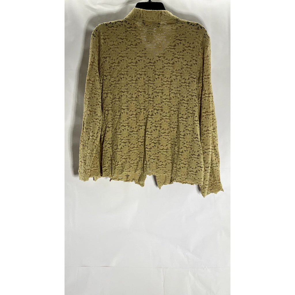 SAG HARBOR Women's Tan Floral Lace Button-Up Long Sleeve Top SZ XS
