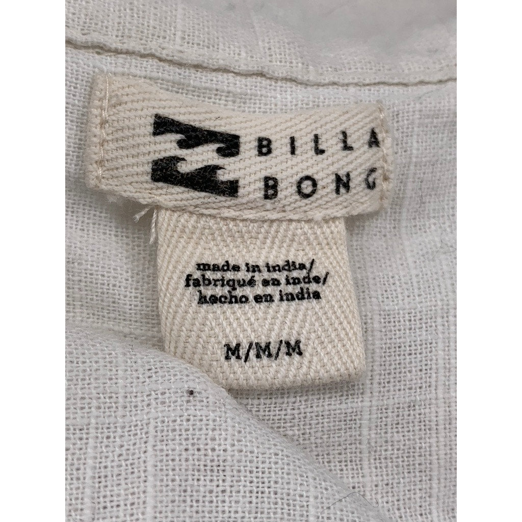 BILLABONG Women's White Button-Up Short Sleeve Top SZ M