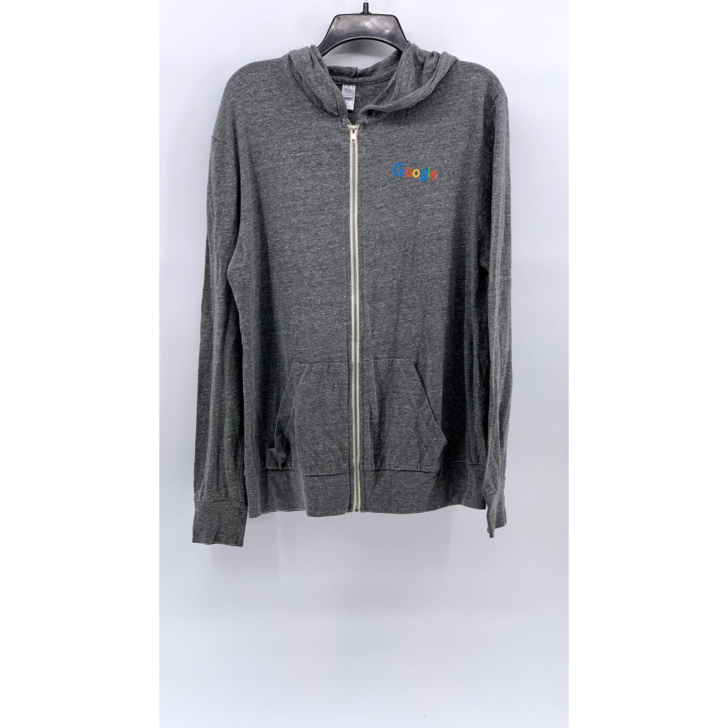 ALTERNATIVE APPAREL Men's Heather Gray Zip-Up Logo Sweater SZ L