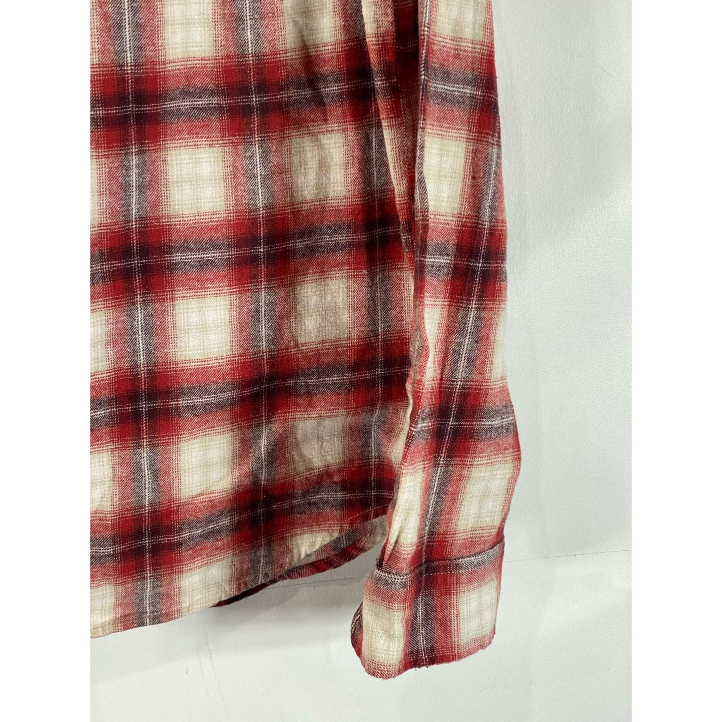 LUCKY BRAND Men's Red Plaid Classic-Fit Button-Up Long Sleeve Flannel Shirt SZ M