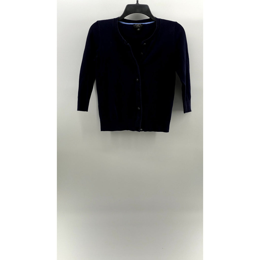 TALBOTS Women's Petite Navy Button-Up Long Sleeve Pima Cotton Cardigan SZ P(XS)