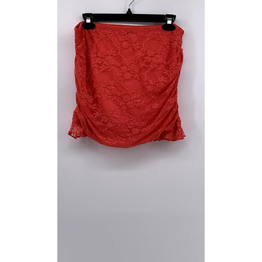 FASHION NOVA Women’s Red Lace Side-Ruched Bodycon Mini Skirt SZ XL