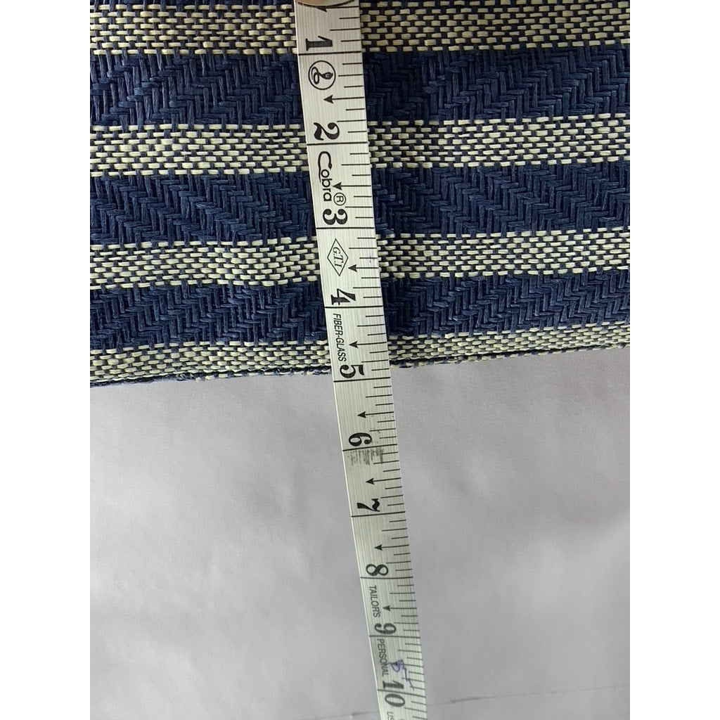 H&M Women's Blue-White Straw Woven Striped Shoulder Bag