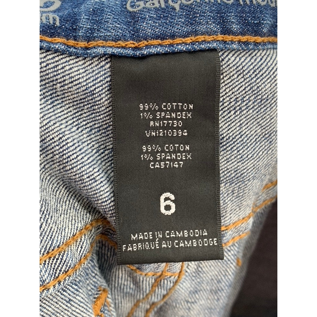 MOSSIMO Women's Dark Blue Denim Distressed Skinny Boyfriend Jeans SZ 6