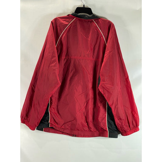 REEBOK Men's Red/Black Vintage Stand Collar Zip-Up Windbreaker Jacket SZ XL