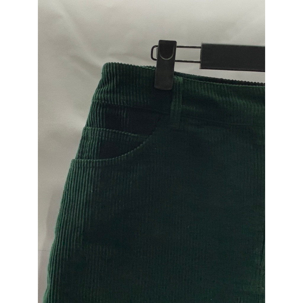 FOREVER 21 Women's Dark Green Corduroy Mini Skirt SZ L