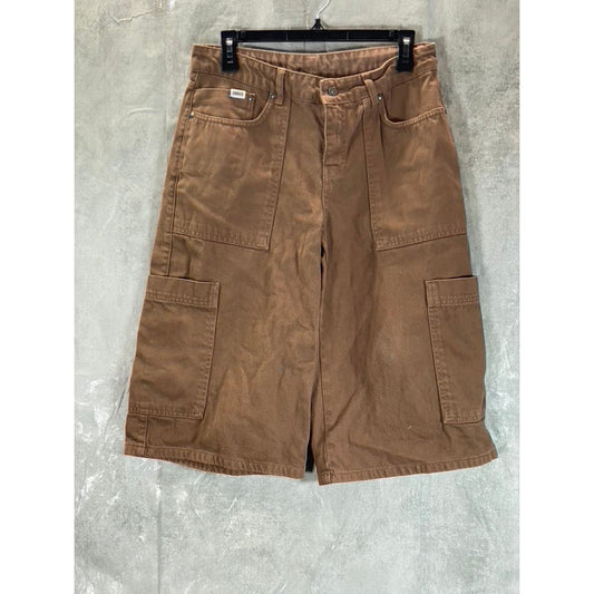 THE RAGGED PRIEST Women's Brown Mid-Rise Wide-Leg Avril Cargo Shorts SZ 28(US 6)