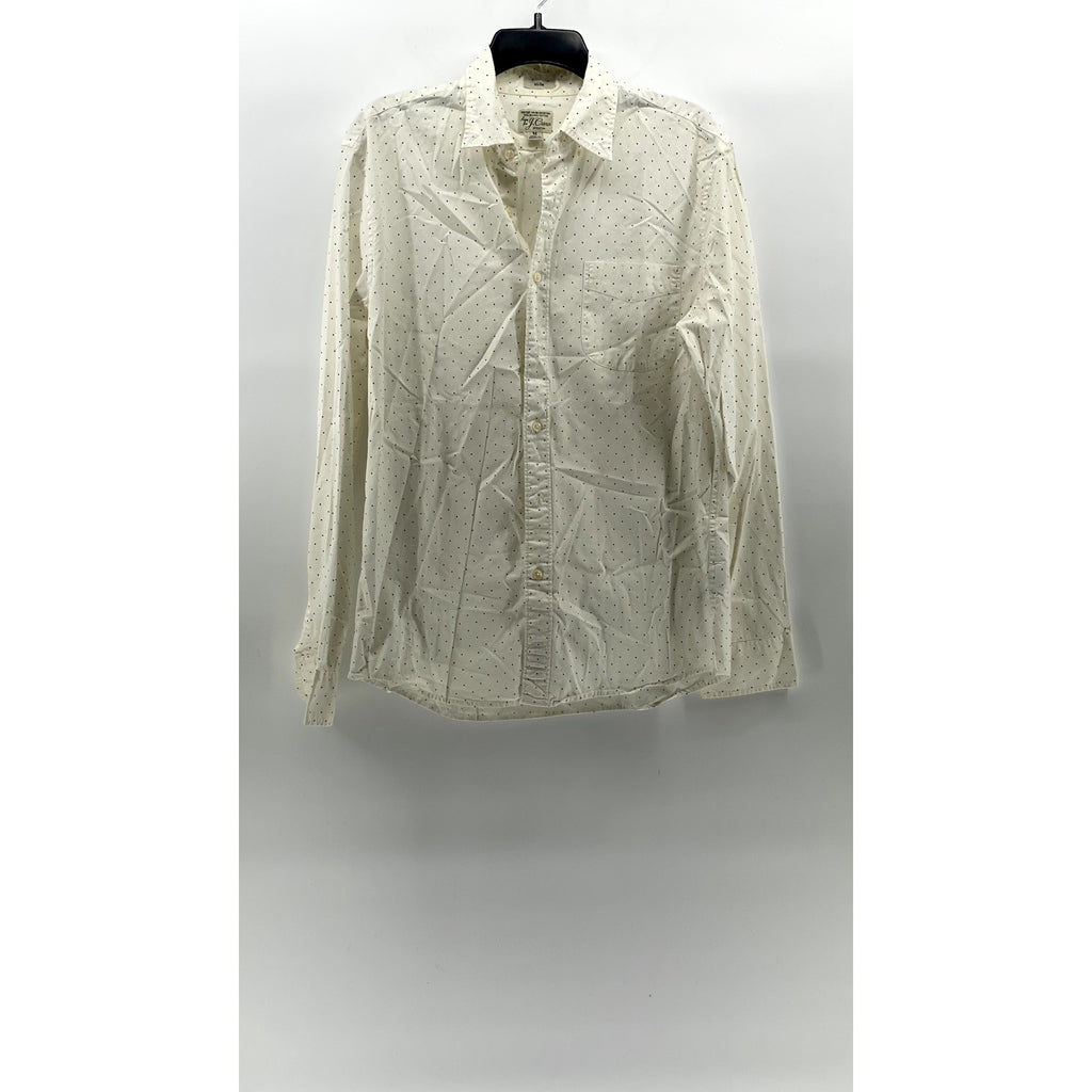 J.CREW Men's White Dot Print Stretch Organic Cotton Slim-Fit Button-Up Shirt SZM