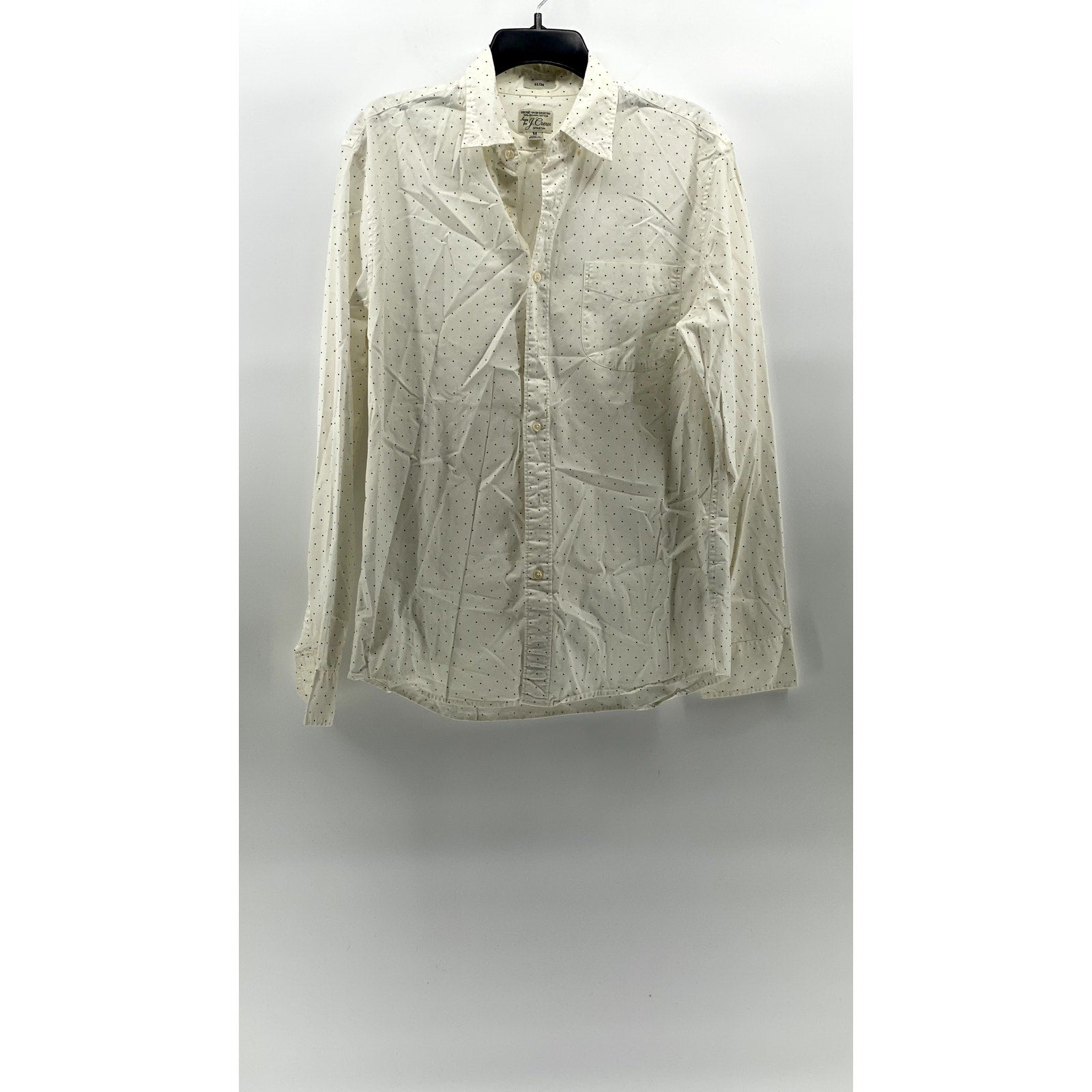 J.CREW Men's White Dot Print Stretch Organic Cotton Slim-Fit Button-Up Shirt SZM