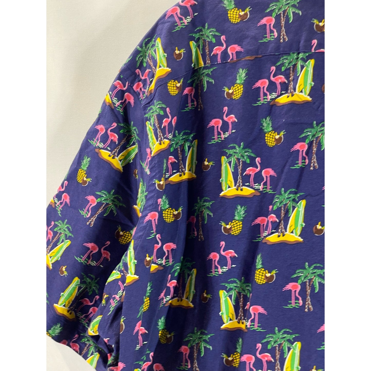 RALPH LAUREN Men's Big& Tall Blue Flamingo Pineapple Button-Up Shirt SZ 3X/B