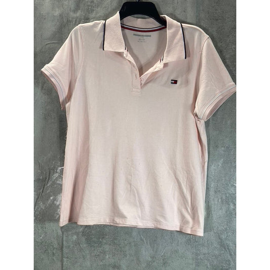 TOMMY HILFIGER Women's Light Pink Sport Short Sleeve Polo Shirt SZ XL