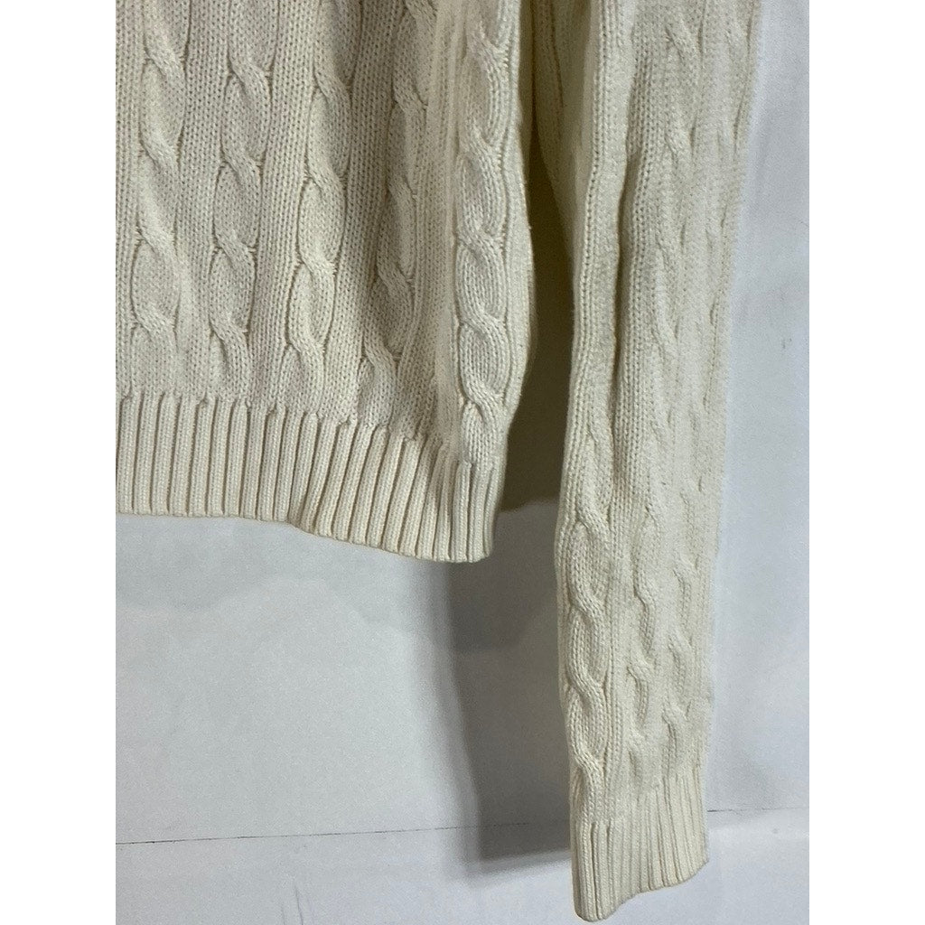 BRANDY MELVILLE Women's Beige V-Neck Cotton-Blend Cable Knit Sweater SZ OS