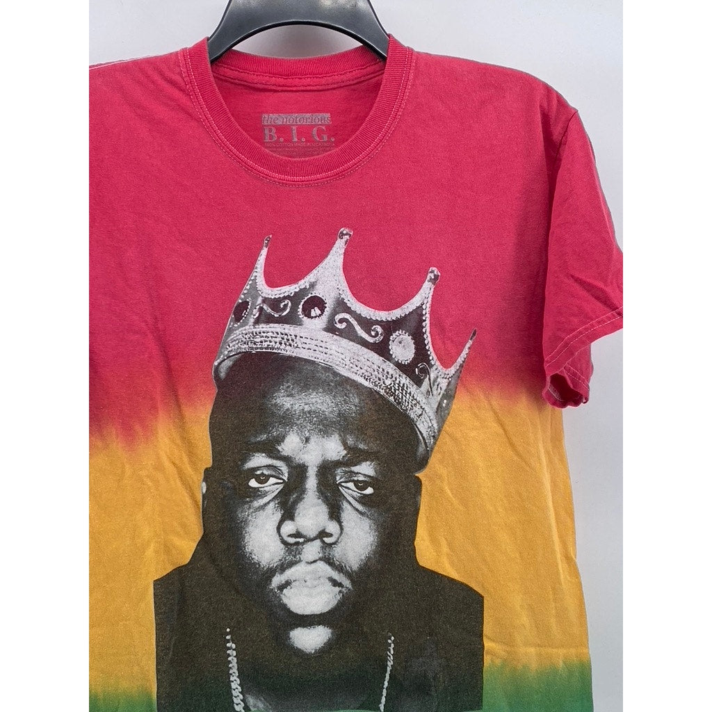 THE NOTORIOUS B.I.G Men's Red-Yellow-Green Ombre Crewneck Graphic T-Shirt SZ M