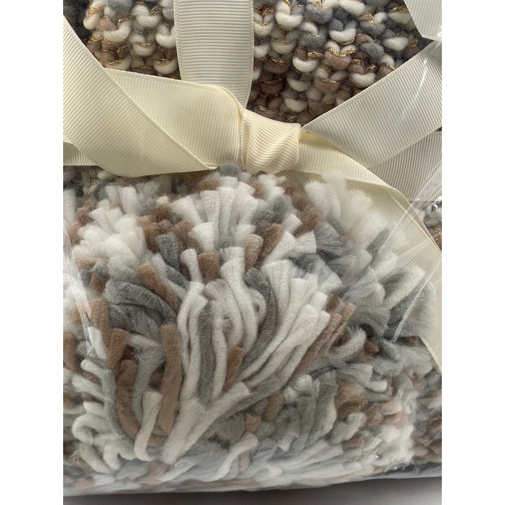 SHIRALEAH Women’s Tan-Metallic Knit Cordelia Scarf & Hat Gift Set SZ OS