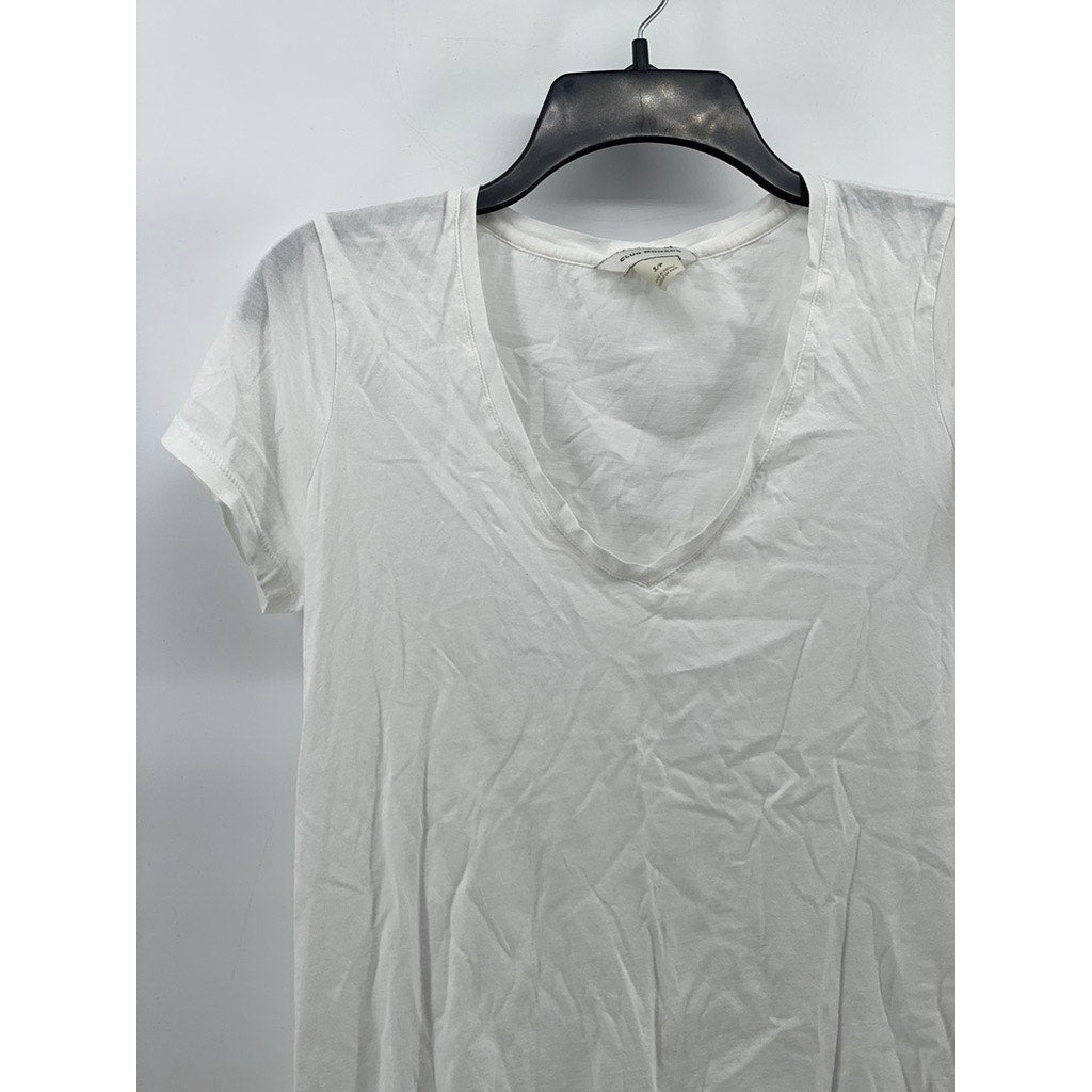CLUB MONACO Women's White V-Neck Short Sleeve Casual Top SZ S