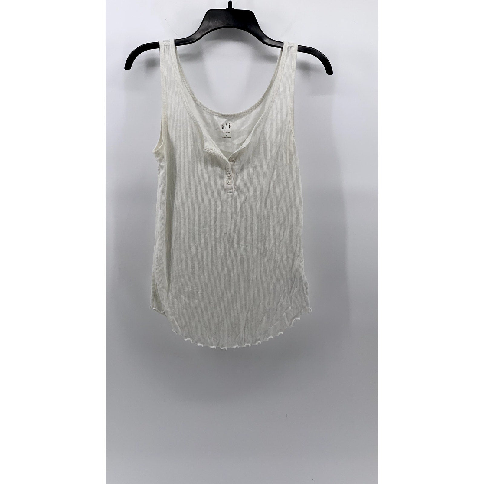GAP Women’s White Rib Sleeveless Casual Henley Top SZ M