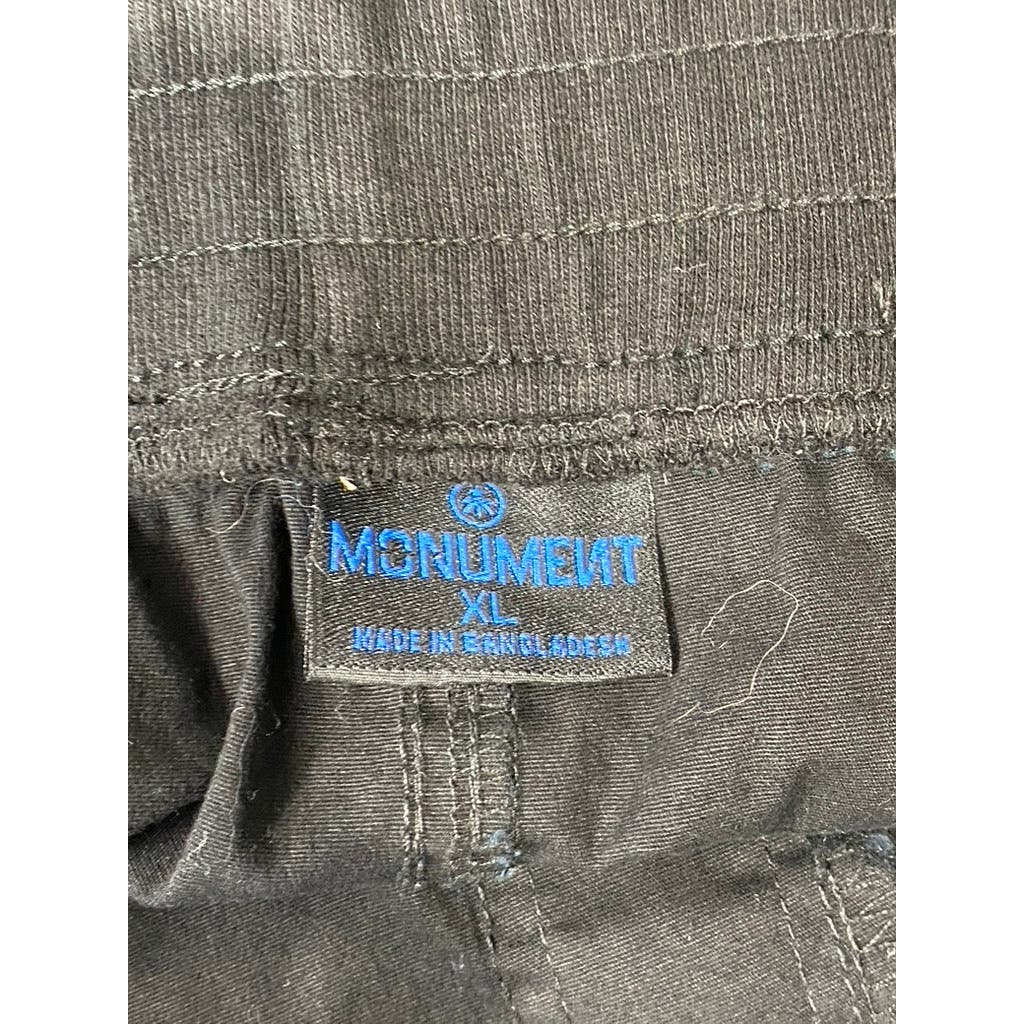 MONUMENT Men's Black Solid Drawstring Cargo Pull-On Shorts SZ XL