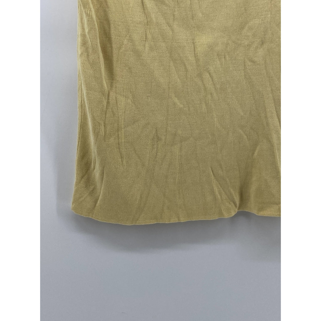 COLDWATER CREEK Women's Yellow Silk-Cotton High-Neck Knit Sleeveless Top SZ S